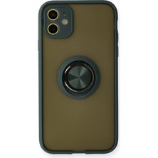 Ankaverse®  iPhone 11 Kılıf Montreal Yüzüklü Silikon Kapak - Yeşil