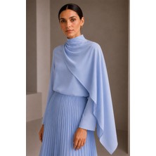 Zühre Şal Detaylı Mavi Bluz 0146