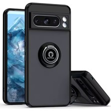 Nanospace Google Pixel 8 Pro Uyumlu Kılıf Standlı Kamera Korumalı Buzlu Kenarları Renkli Yüzüklü Sert Silikon Monteryal Kılıf