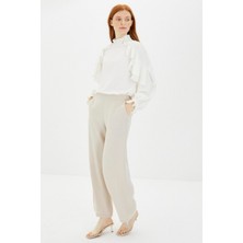 Zühre Bol Paça Kumaş Bej Pantolon P-0013