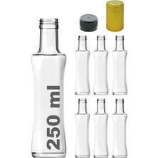 Kalın Cam Şişe Seti, 250 Ml, Yağdanlık Akıtıcılı Kapaklı, Yağlık ve Sirkelik, Kapüşonl