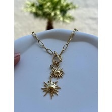 Badiva.co Güneş Charmlı Çelik Kolye 47CM