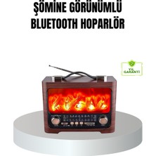 Solar Şarjlı Şömine Alev Efektli Bluetooth Hoparlör 7W Taşınabilir Ses Sistemi - Lisinya