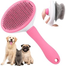 Pembe Otomatik Temizlenen Tüy Toplama Tarağı – Basmalı Mekanizmalı Kedi ve Köpek Tarak – �