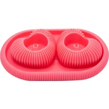 Mirai Dokulu Çift Kalp Tealight Mum Tutucu Seti (Oval Taban Tepsi + 2 Adet Kalp) Pembe - Bireysel