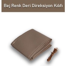 Renault ile Uyumlu Latitude Için Süper Deri Direksiyon Kılıfı, Dikmeli Bej Renk Spor Dikiş