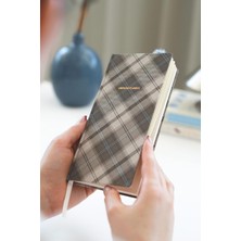 9X18 cm Keten Süresiz Haftalık Planlayıcı Kareli Cep Ajandası Ekose