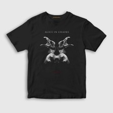 Presmono Unisex Çocuk Siyah Hollow Alice In Chains T-Shirt