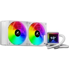 TR240 Argb Sıvı Soğutucu Dijital Derece Göstergeli Işlemci Soğutucu Fan (Beyaz Renk)