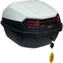 XT08-W 32 Litre Motosiklet Arka Çanta Beyaz Parlak Su Geçirmez Abs Top Case Çift Kilitleme Ünive