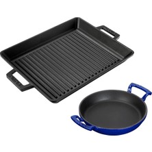 Döküm Izgara Tava 26X32 & 20 cm Sahan Set - Gerçek Izgara Lezzeti Evde