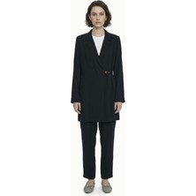 Zühre Blazer Yaka Aksesuar Detaylı Takım Lacivert Takım 1952
