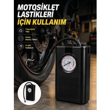 Araç Lastik Şişirme Pompası Taşınabilir Analog Basınç Göstergeli Hava Kompresörü - Lisinya