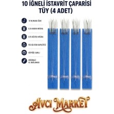 Avcı Market 4 Adet -  10 Numara Iğne - 10 Iğneli - 150GR Atarlı 0.25 Beden 0.15 Köstek Beyaz Tüy Çapari
