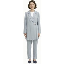 Zühre Blazer Yaka Aksesuar Detaylı Takım Gri/mavi Takım 1952