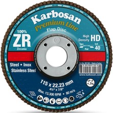 Karbosan 983940 Premium Line Zr Flap Disk Zımpara 180X22.23MM 60 Kum