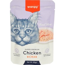 Wanpy 85 gr Pouch Tavuklu & Yengeçli Yaş Kedi Maması 12 Adet