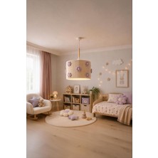 Elizim Home Lighting Lavinya Lila Papatya Çocuk Odası Avizesi – El Işçiliği Dekoratif Ip Örgü Avize 30 cm