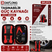 Daflong 4'ü 1 Arada Taşınabilir Güç Kaynağı Akü Ateşleyici Lastik Şişirme Powerbank LED Fener