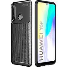 Ankaverse®  Huawei Y6P Kılıf Auto Focus Karbon Kapak - Siyah