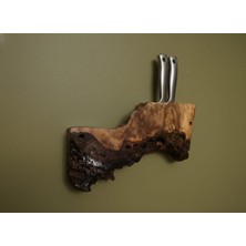 Rusticwood El Yapımı, Doğal Ahşap, Ceviz Ağacı, Rustic Bıçak Standı-Mutfak Organizeri