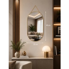 Asil Konsept Çerçeveli Duvar Aynası Askılı Ayna Gold Sarı Çerçeveli Dekoratif Ayna 40X25 cm