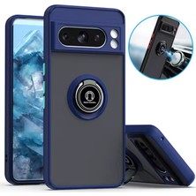 Nanospace Google Pixel 8 Pro Uyumlu Kılıf Standlı Kamera Korumalı Buzlu Kenarları Renkli Yüzüklü Sert Silikon Monteryal Kılıf