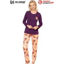 Gd Goldoremi 79-50 Kadın 4 Mevsim Kumaş Uzun Kollu Desenli Pijama Takım
