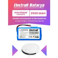Electroll Xiaomi Vacuum Mop G1 2in1 Essential Batarya (Maksimum Kapasite) 3500MAH Robot Süpürge Pili MJSTG1