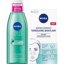 1001 Karşıtı Derma Skin Clear Arındırıcı Tonik 200ML ve T-Bölgesi Siyah Nokta Temizleyici Bant
