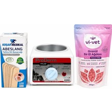 1001 Proderm +Plus Profesyonel Ağda Seti, Wax Heater 45 + Vi-Vet Pudralı Granül Sir El Ağdası 250G +
