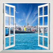 1001 Pencere Poster Duvar Kağıdı Istanbul Galata Yapışkanlı Sticker