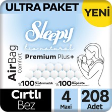 1001 Bio Natural Premium Plus Airbag Comfort Ultra Paket Bebek Bezi 4 Numara Maxi 208 Adet