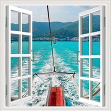 1001 Pencere Poster Duvar Kağıdı Deniz Dağ Yapışkanlı Sticker
