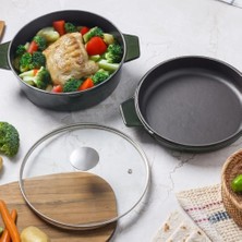 1001 Aryıldız Duo Cast Iron Tencere/çift Kulplu Tava Fesleğen 26 cm