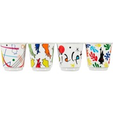 1001 4'lü Moka Kahve Bardak Seti - Kulpsuz Kahve Shot Bardağı - Bicchierini - Karma Renk - Arte Desen