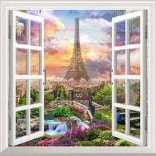 1001 Pencere Poster Duvar Kağıdı Paris Kolaj Yapışkanlı Sticker