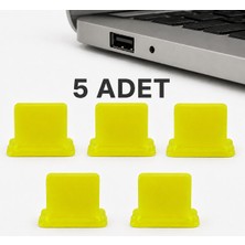 Emre Bilişim USB Uyumlu Laptop Toz Tıpası 5 Adet -Soket Koruyucu Aparat Yerli Üretim Sarı
