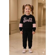 Peluş Detaylı Barbie Baskılı Kız Çocuk Eşofman Takımı