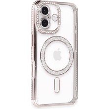 Ankaverse®  iPhone 16 Kılıf Joke Simli Magneticsafe Kılıf - Pembe