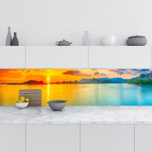 1001 Mutfak Tezgah Arası Folyo Fayans Kaplama Folyosu Deniz Dağ 60X500 cm