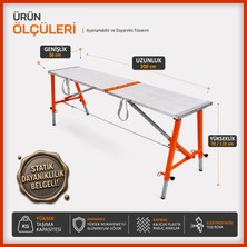 Midilli Alüminyum Gövdeli Çelik Ayaklı Teleskopik Katlanır Inşaat Iskelesi - 400 kg Taşıma Kapasitesi 110X36X200CM