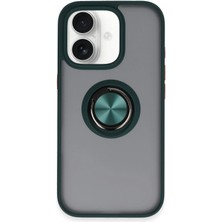 Ankaverse®  iPhone 16 Kılıf Montreal Yüzüklü Silikon Kapak - Yeşil