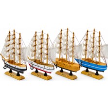 Just Cheap Store Küçük Uzunluk : 23CM - Genişlik : 23CM Masaüstü Dekoratif Ahşap Yelkenli Gemi Süs Eşyası Herhangi Bir Renk Gönderilir (4741)