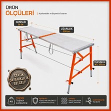 Midilli Alüminyum Gövdeli Çelik Ayaklı Teleskopik Katlanır Inşaat Iskelesi - 400 kg Taşıma Kapasitesi 160X36X200CM