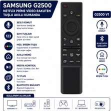 AŞIK STORE Samsung G2500 V1 Akıllı Tv Kumandası – Sesli Komut, Netflix, Prime Video, Rakuten Tv, Bluetooth