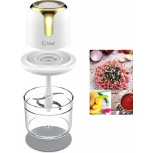 Toyigoo USB To Type-C Şarjlı Mini 3 Bıçaklı Gold Blender Rondo Gıda Doğrayıcı 1.2lt=mika Kristal Hazn