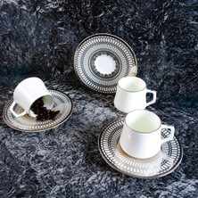 1001 Crown Platin 6 Kişilik Kahve Fincan Takımı 80 ml