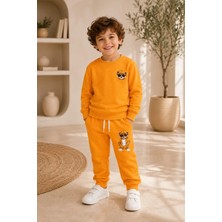 Unisex Çocuk Sarı Sweatshirt ve Eşofman Altı Ikili Takım