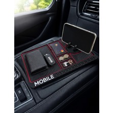 Get Store Araç Konsol Organizeri Kaydırmaz Silikon Telefon Standlı Saklama Matı